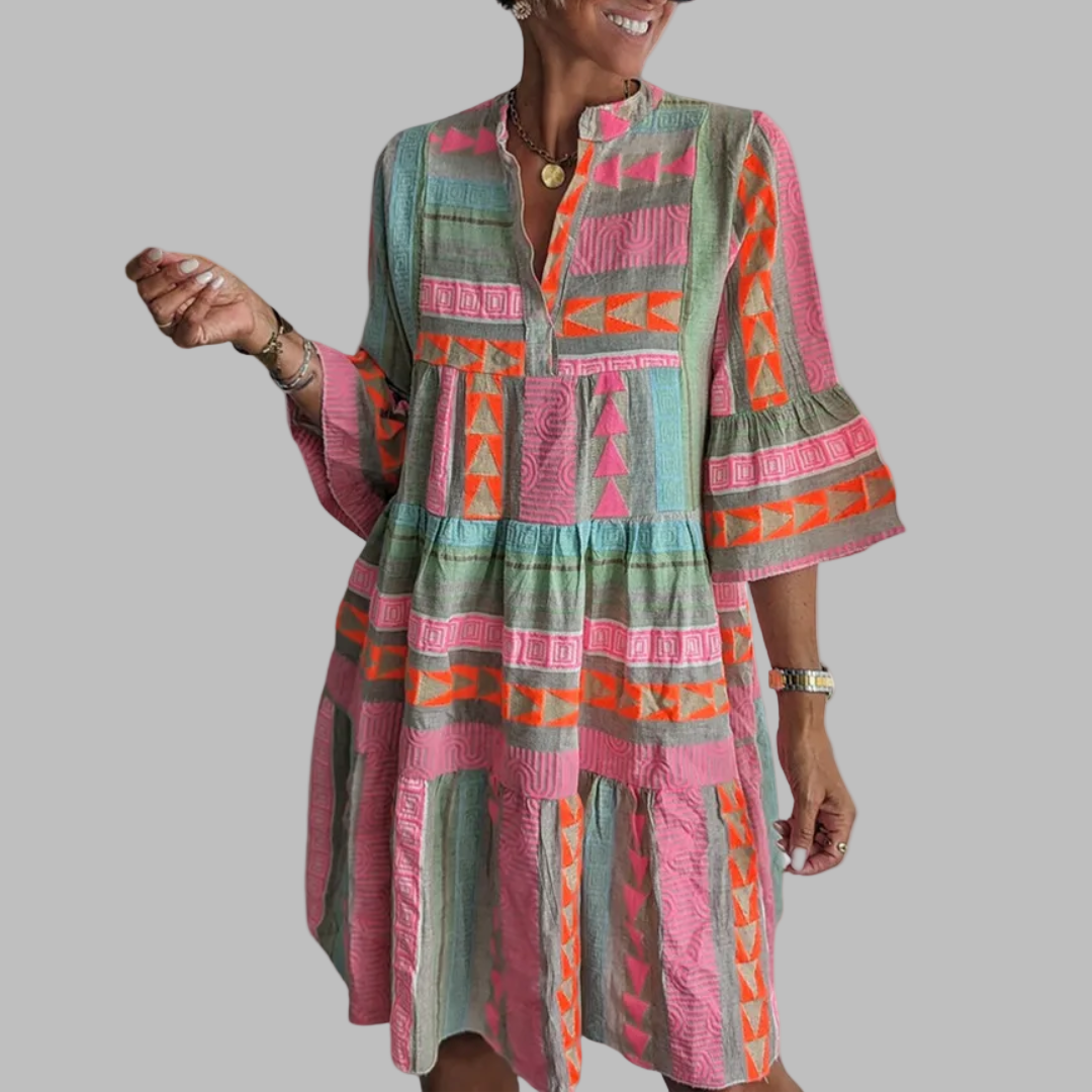 ANDREA | ELEGANT FLARE-SLEEVED DRESS
