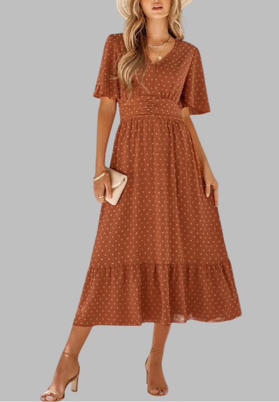 KLARISSE | ELEGANT FLOWY SUMMER V-NECK DRESS