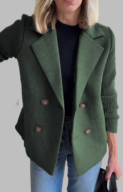 SORELLE™ - Elegant Knit-Sleeve Blazer