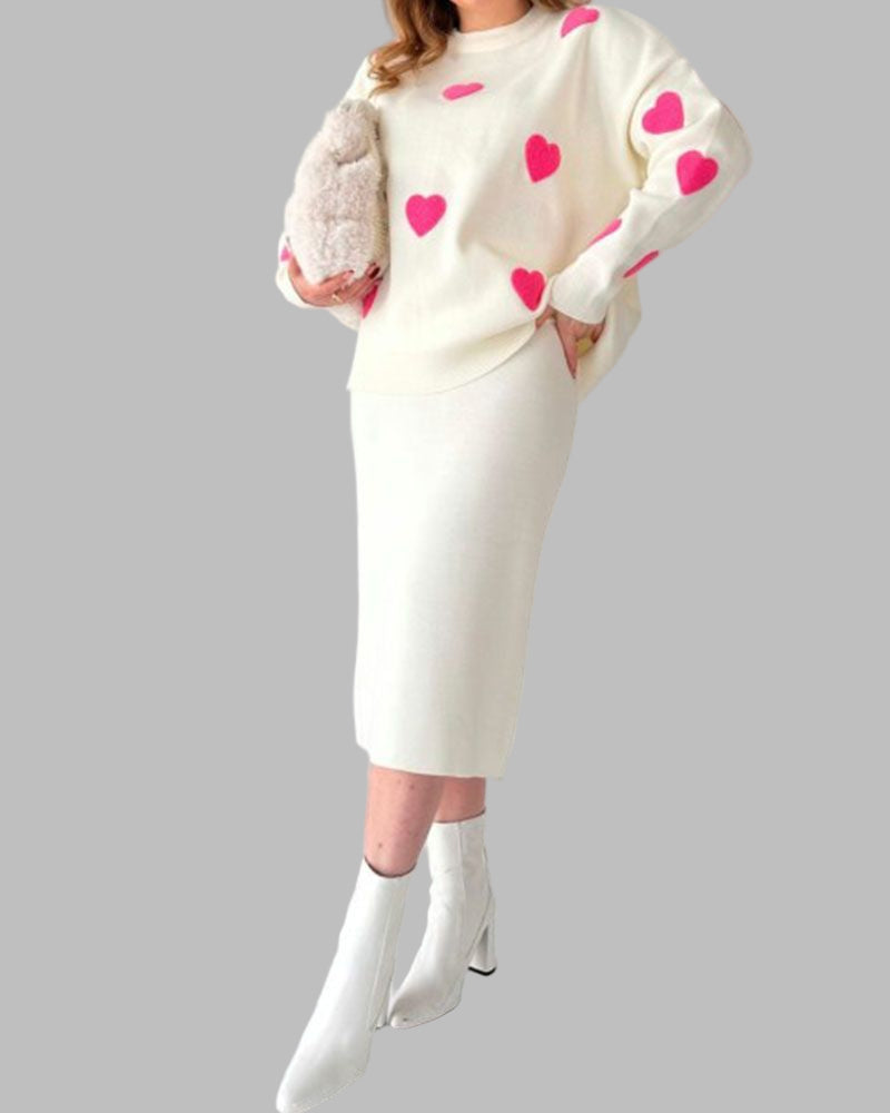 AMOR -  Love knitted skirt two-piece set