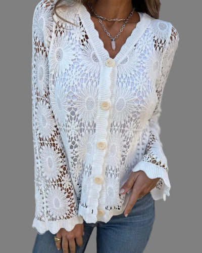 NALIE - Crochet Lace Button Cardigan