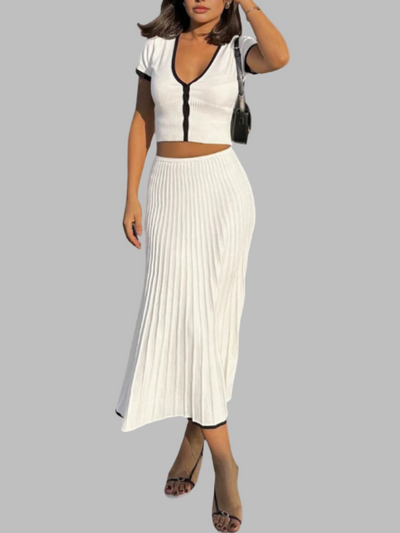 Monaco | Minimalism Contrast Trim Skirt Set