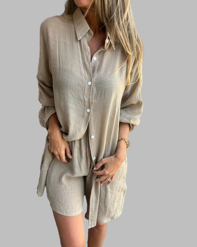 IZELA - Casual Shirt & Shorts Set