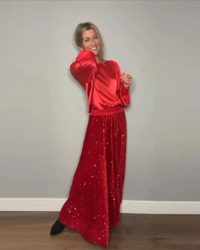 BOHEME - Crew Neck Top & Sequin Maxi Skirt