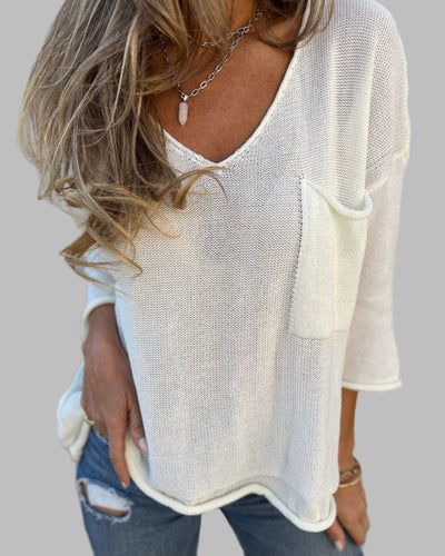 SALAS - CASUAL V-NECK BOHO TOP
