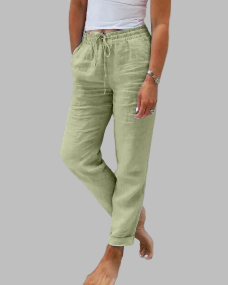 ADALA - Pants with elastic waistband in cotton and linen