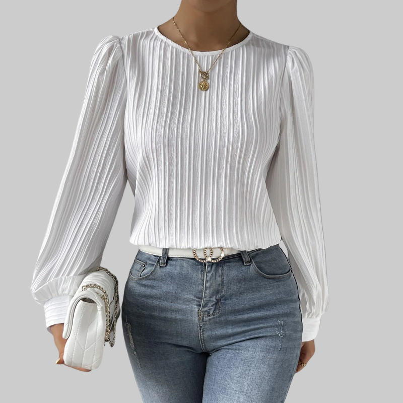 Eleve - Elegant Pleated Blouse with Long Sleeves