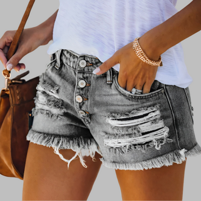 DOLORES™ – Daily Slim-Fit  Ripped Jean Shorts