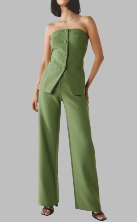 Bria | Strapless Button-Down Jumpsuit