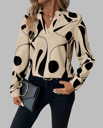 Tamara - Printed blouse with high collar