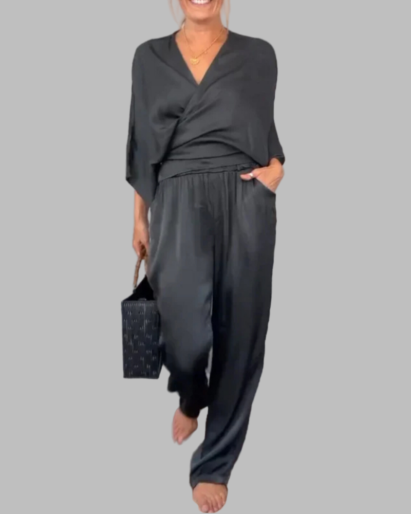 PAULA - WRAP TOP AND PANTS SET