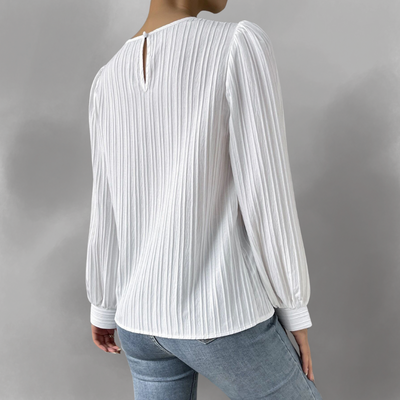 Eleve - Elegant Pleated Blouse with Long Sleeves