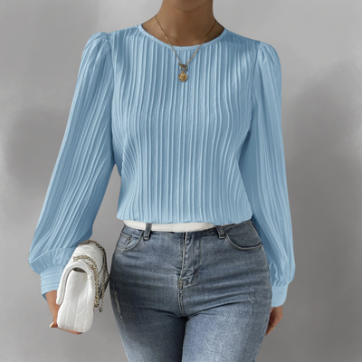 Eleve - Elegant Pleated Blouse with Long Sleeves