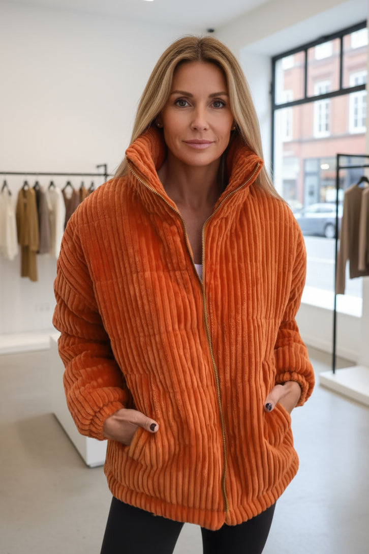 Elle - Stylish Corduroy Coat