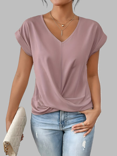 MEIKA™ – Classic Twist Detail V-Neck Top