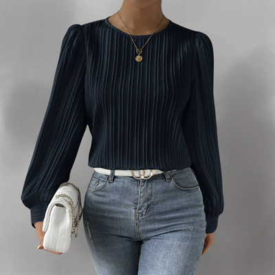 Eleve - Elegant Pleated Blouse with Long Sleeves