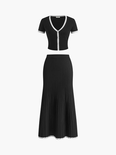 Monaco | Minimalism Contrast Trim Skirt Set