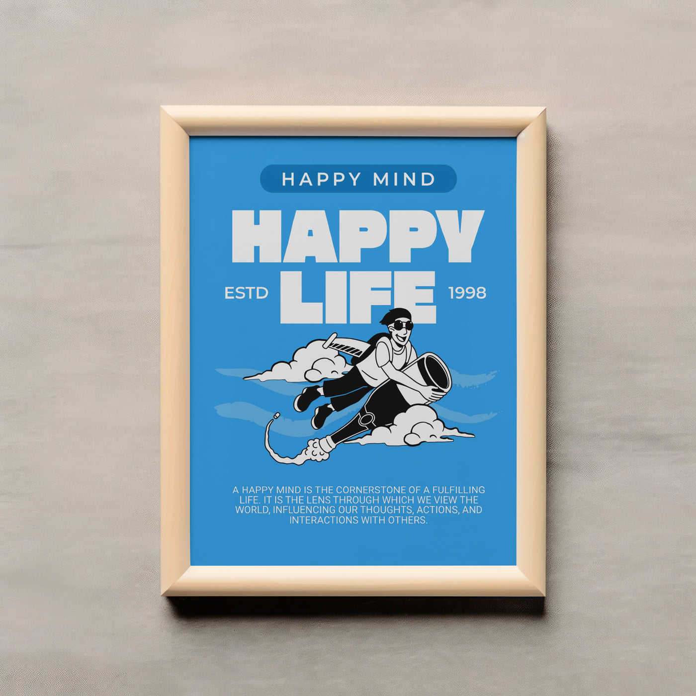 Printable Motivational Digital Wall Art - Happy Life