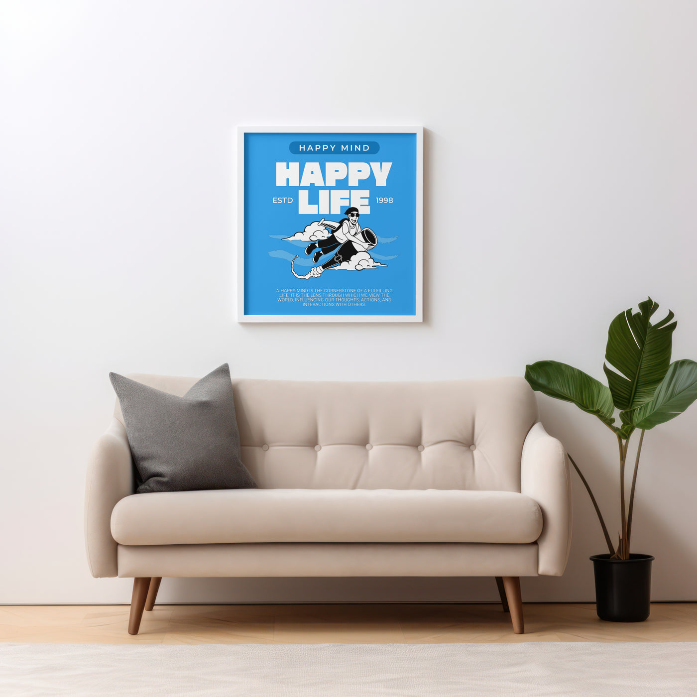 Printable Motivational Digital Wall Art - Happy Life