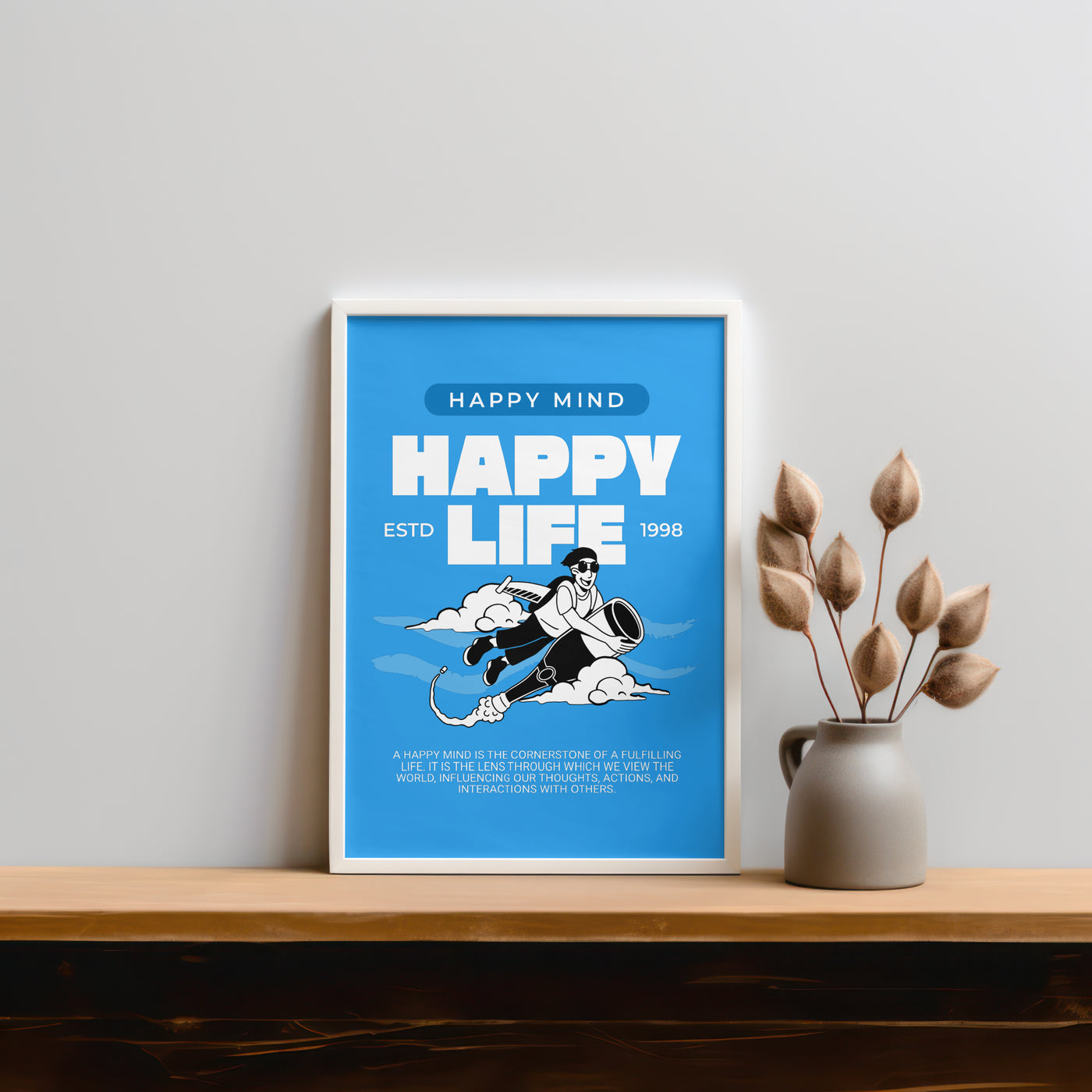 Printable Motivational Digital Wall Art - Happy Life