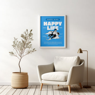 Printable Motivational Digital Wall Art - Happy Life