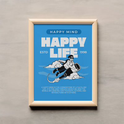 Printable Motivational Digital Wall Art - Happy Life