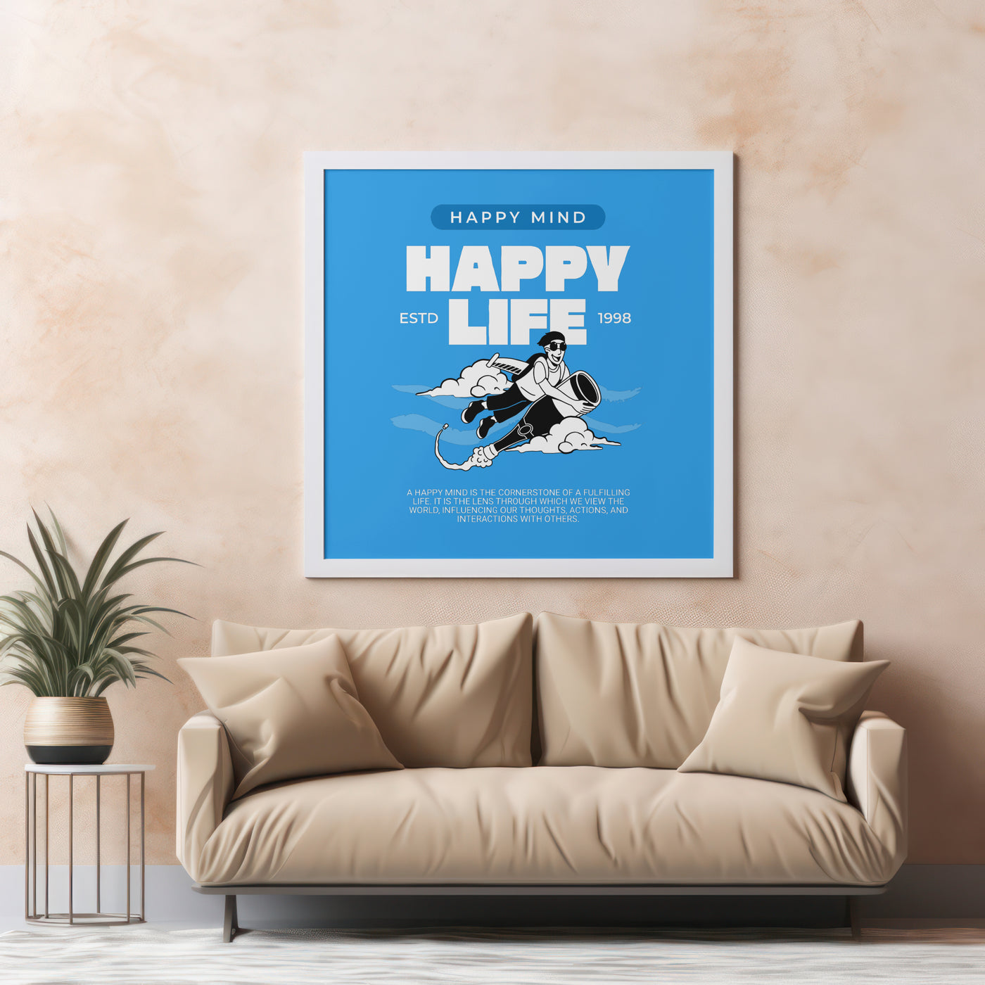 Printable Motivational Digital Wall Art - Happy Life
