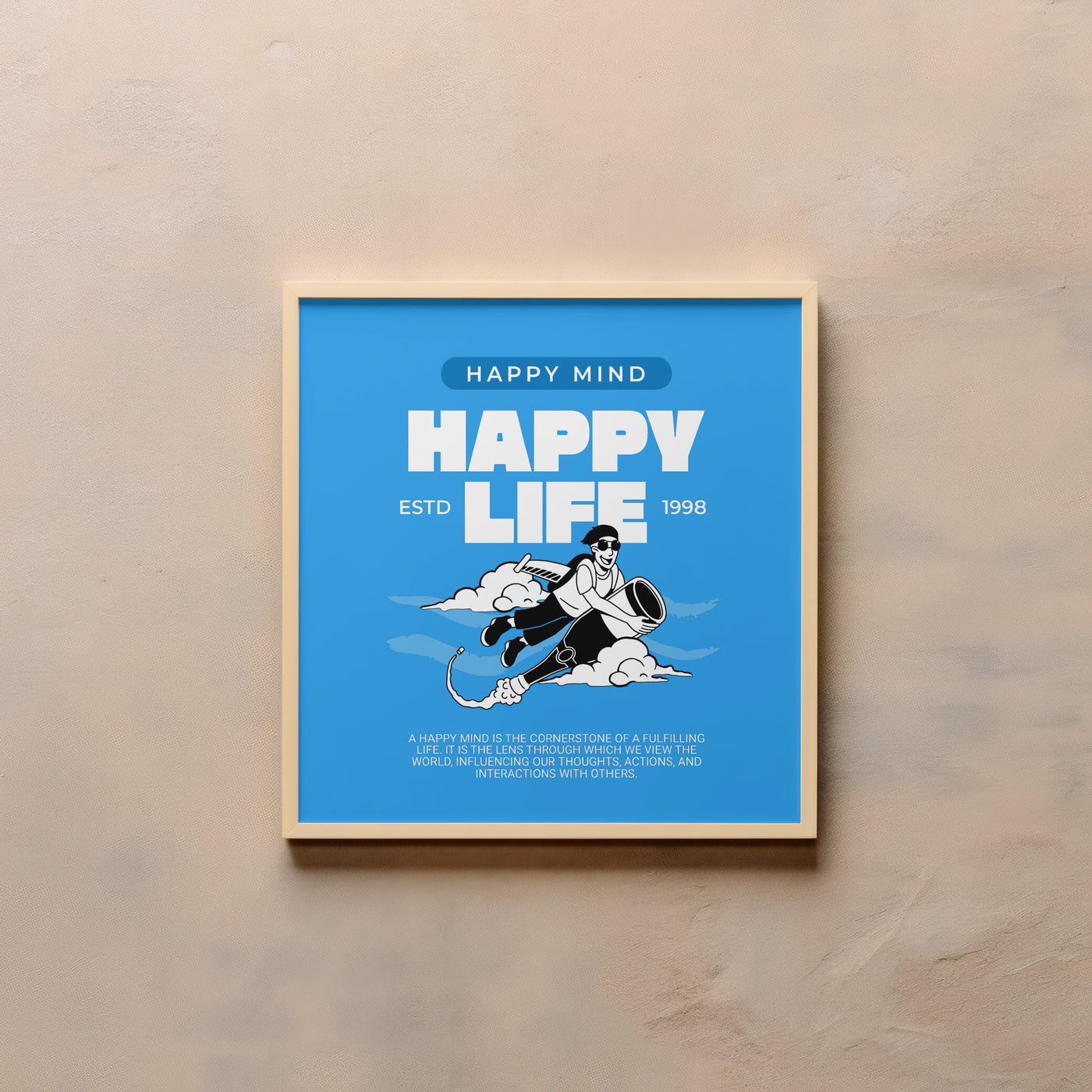 Printable Motivational Digital Wall Art - Happy Life