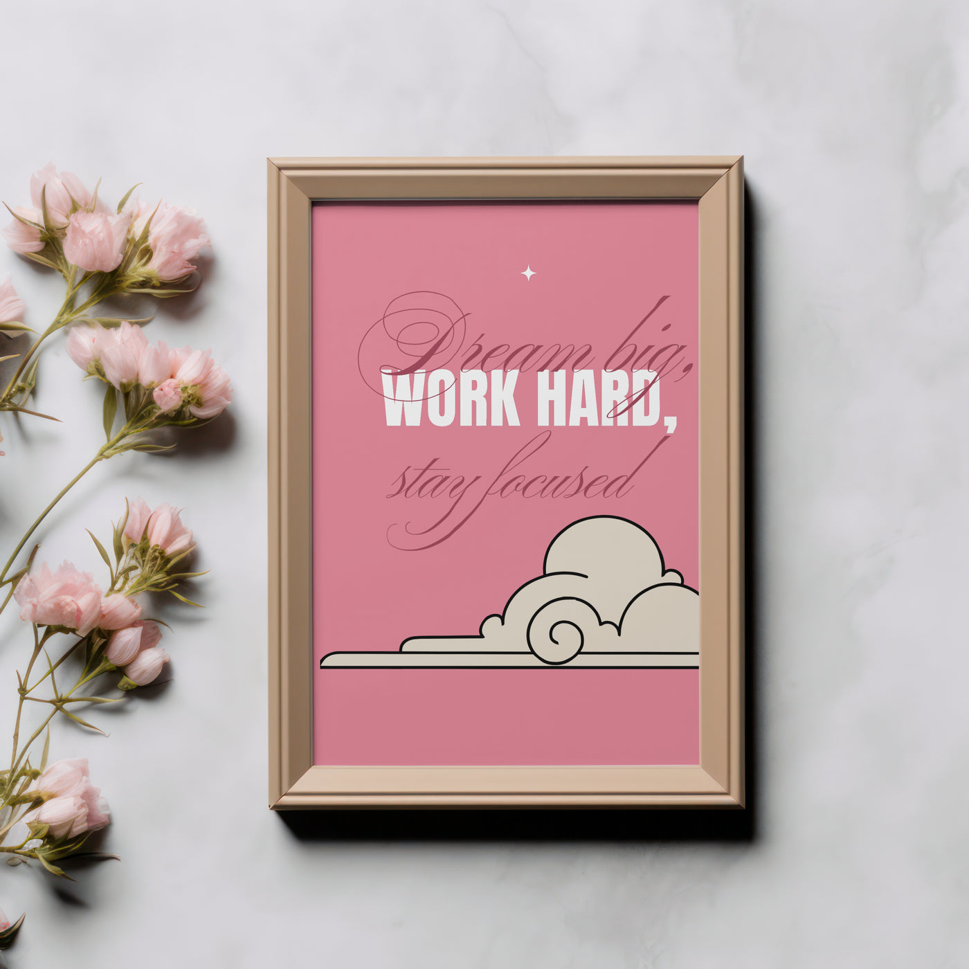 Printable Motivational Digital Wall Art - Pink Cloud