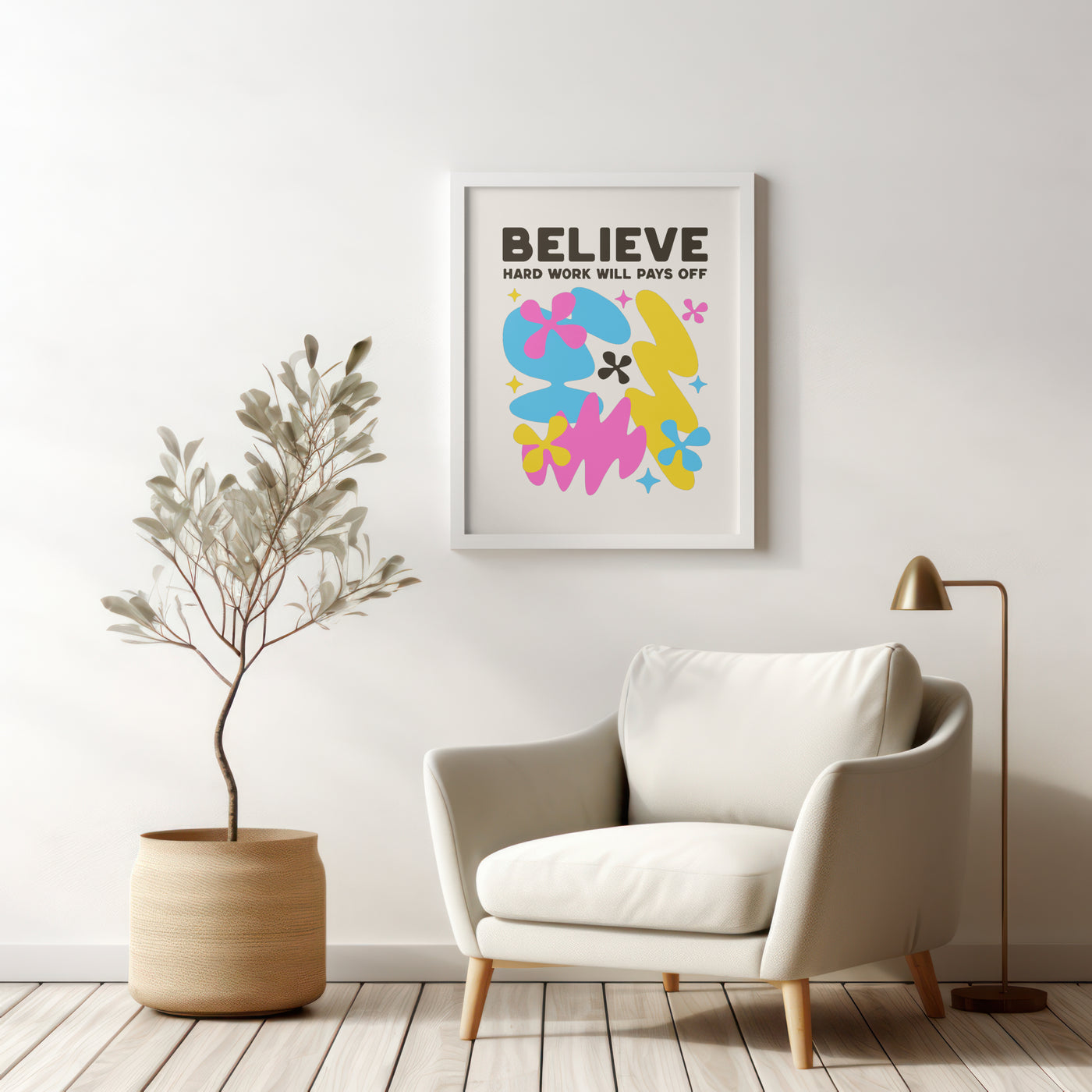 Printable Modern Digital Wall Art  - Believe