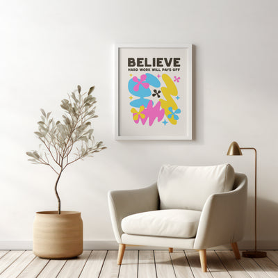 Printable Modern Digital Wall Art  - Believe