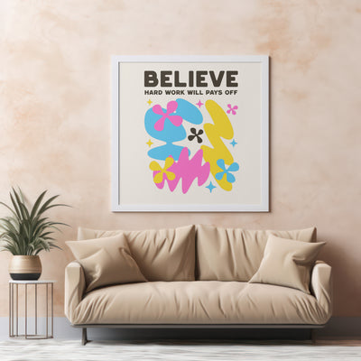 Printable Modern Digital Wall Art  - Believe