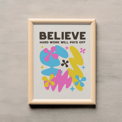 Printable Modern Digital Wall Art  - Believe