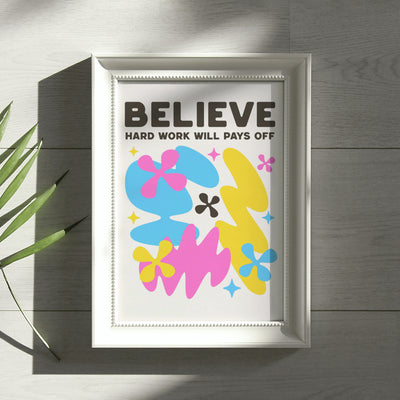 Printable Modern Digital Wall Art  - Believe