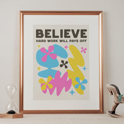 Printable Modern Digital Wall Art  - Believe
