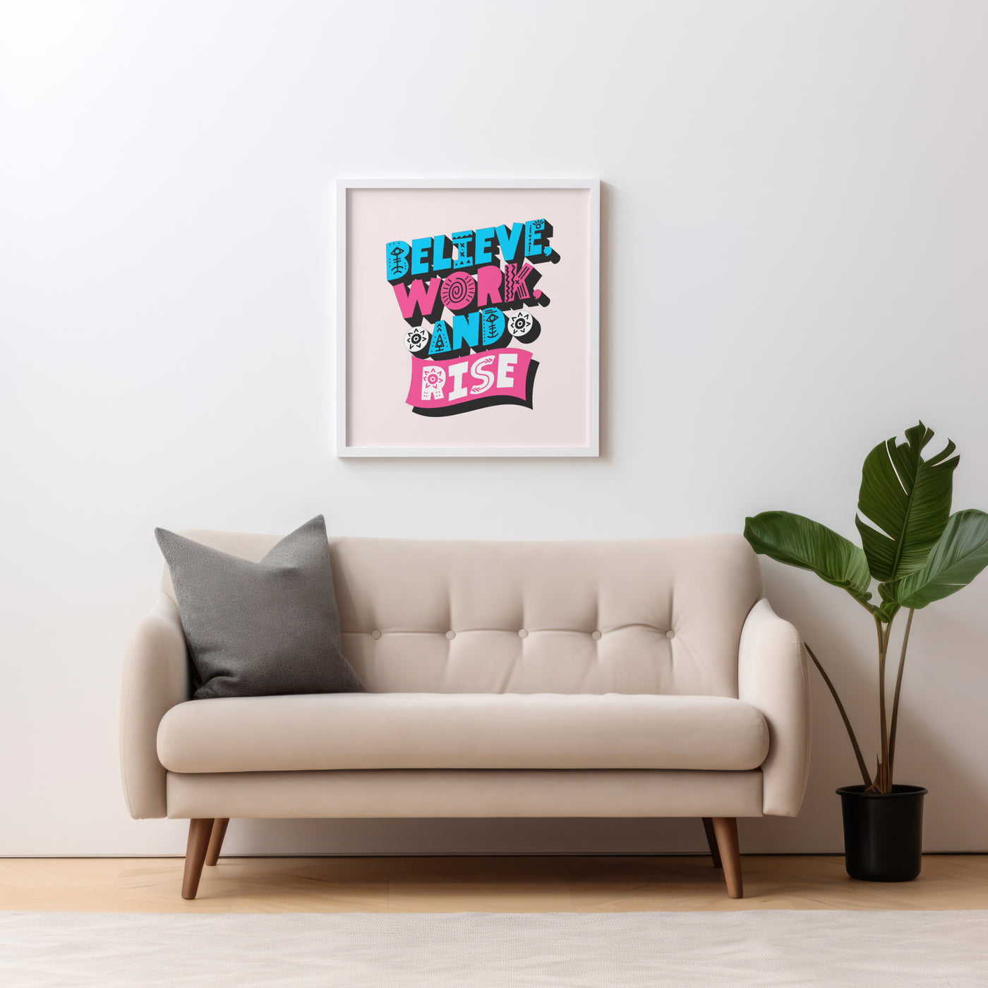 Printable Motivational Digital Wall Art - Work and Rise