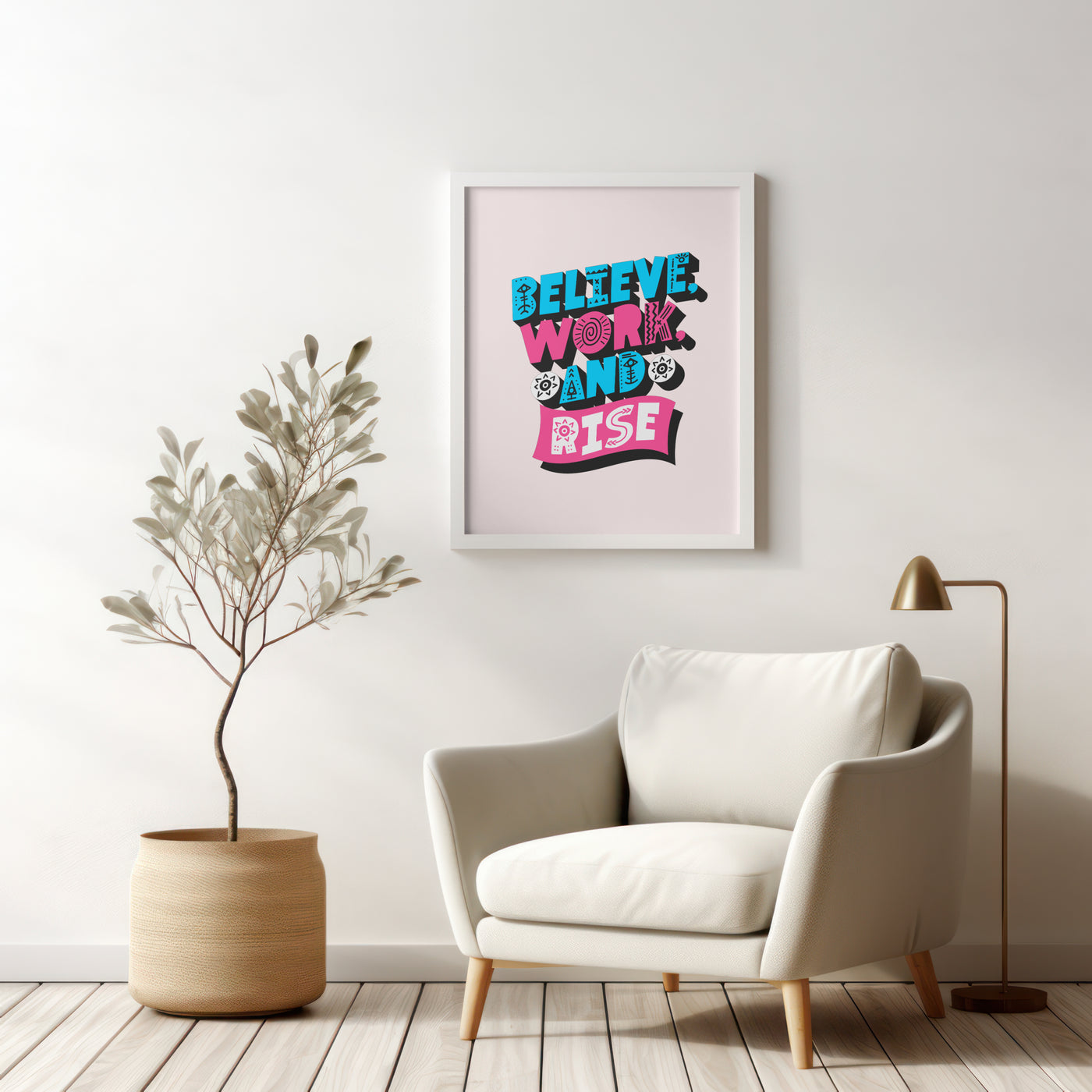 Printable Motivational Digital Wall Art - Work and Rise