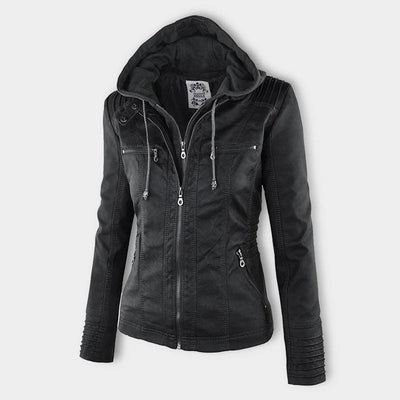 Tia | Modern leather jacket with hood