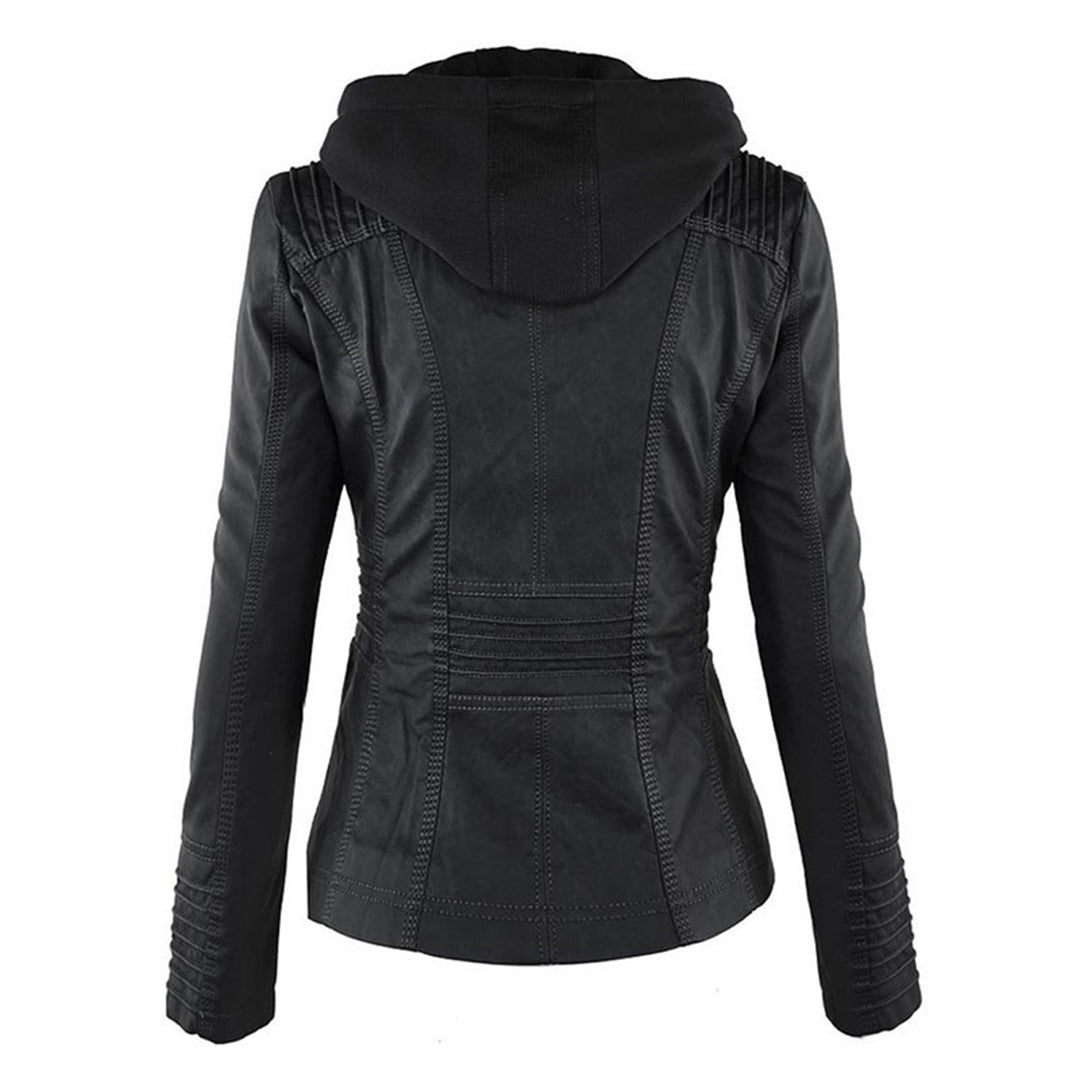 Tia | Modern leather jacket with hood