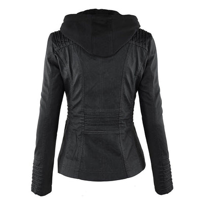 Tia | Modern leather jacket with hood