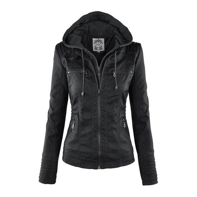 Tia | Modern leather jacket with hood