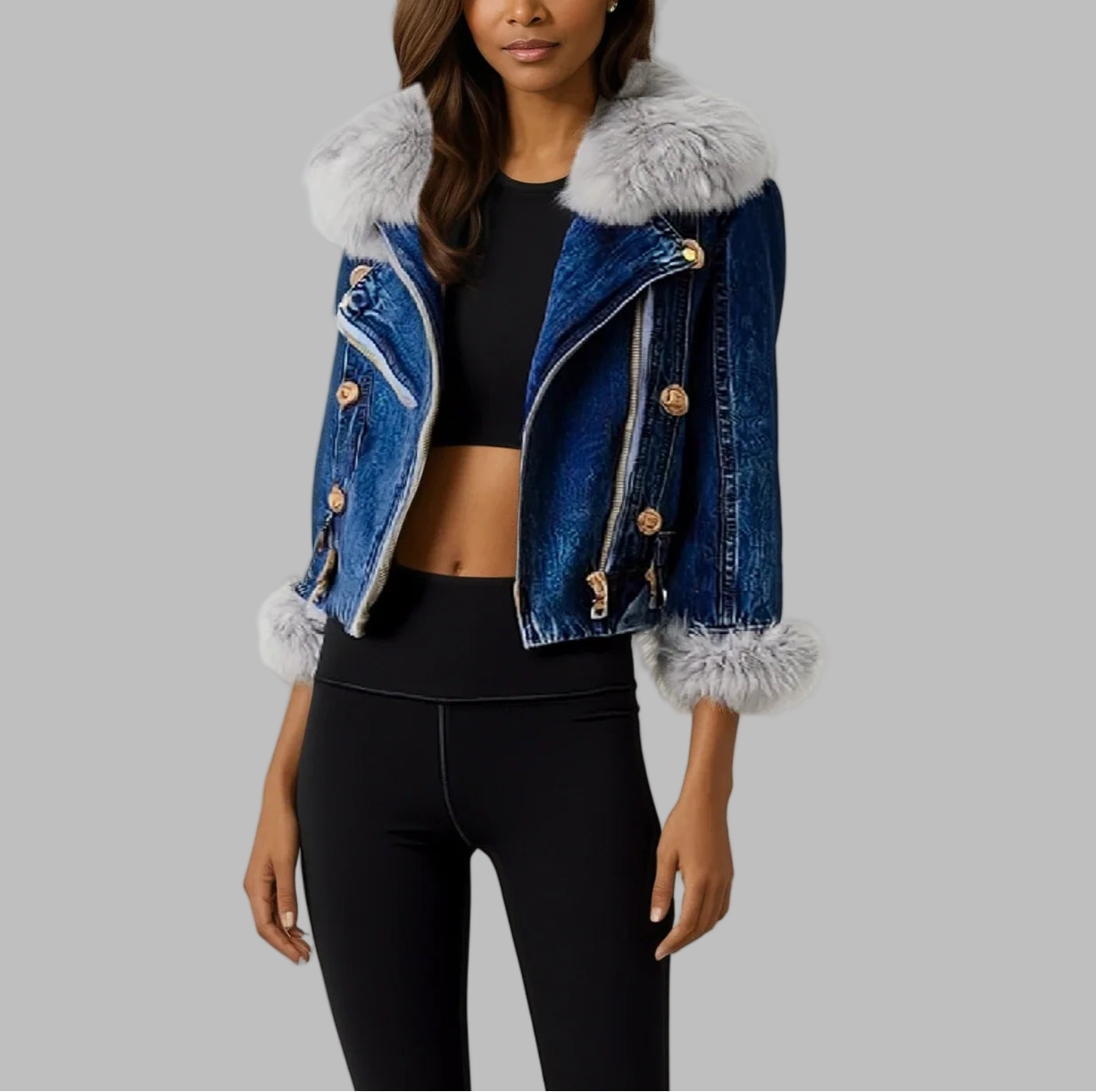 The Luxe Fur-Trimmed Denim Jacket