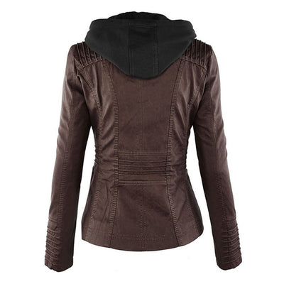 Tia | Modern leather jacket with hood