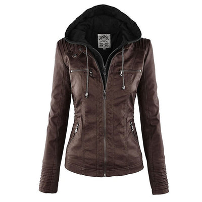 Tia | Modern leather jacket with hood