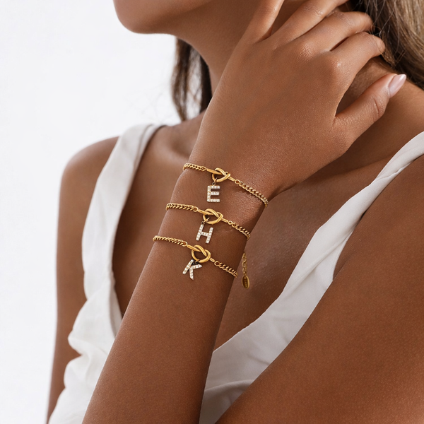 26-letter Pendant Knotted Heart Bracelet