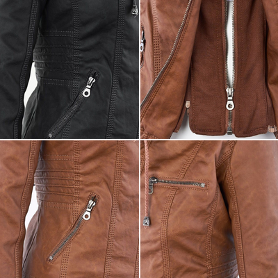 Tia | Modern leather jacket with hood