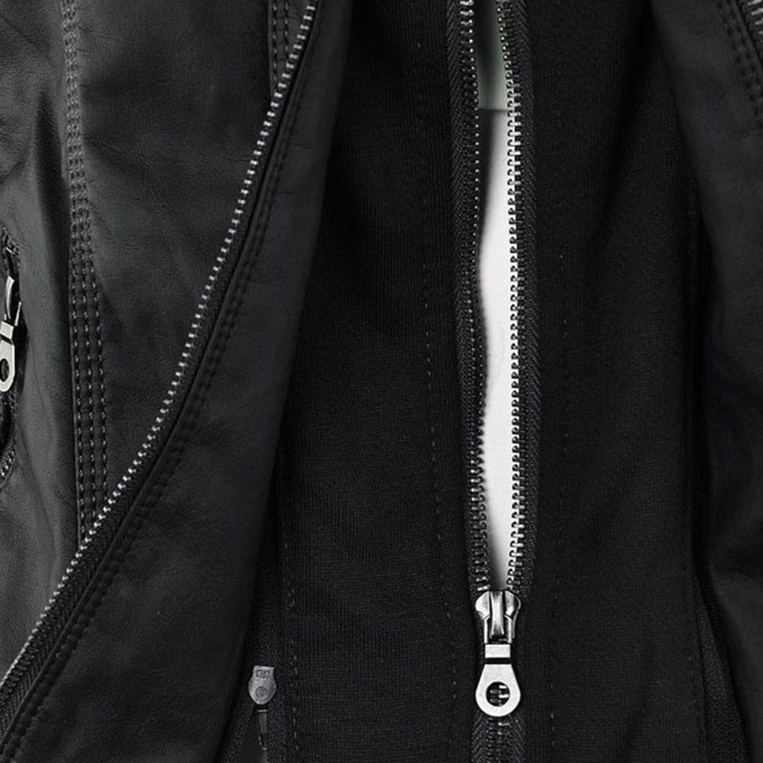 Tia | Modern leather jacket with hood