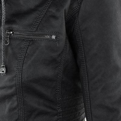 Tia | Modern leather jacket with hood