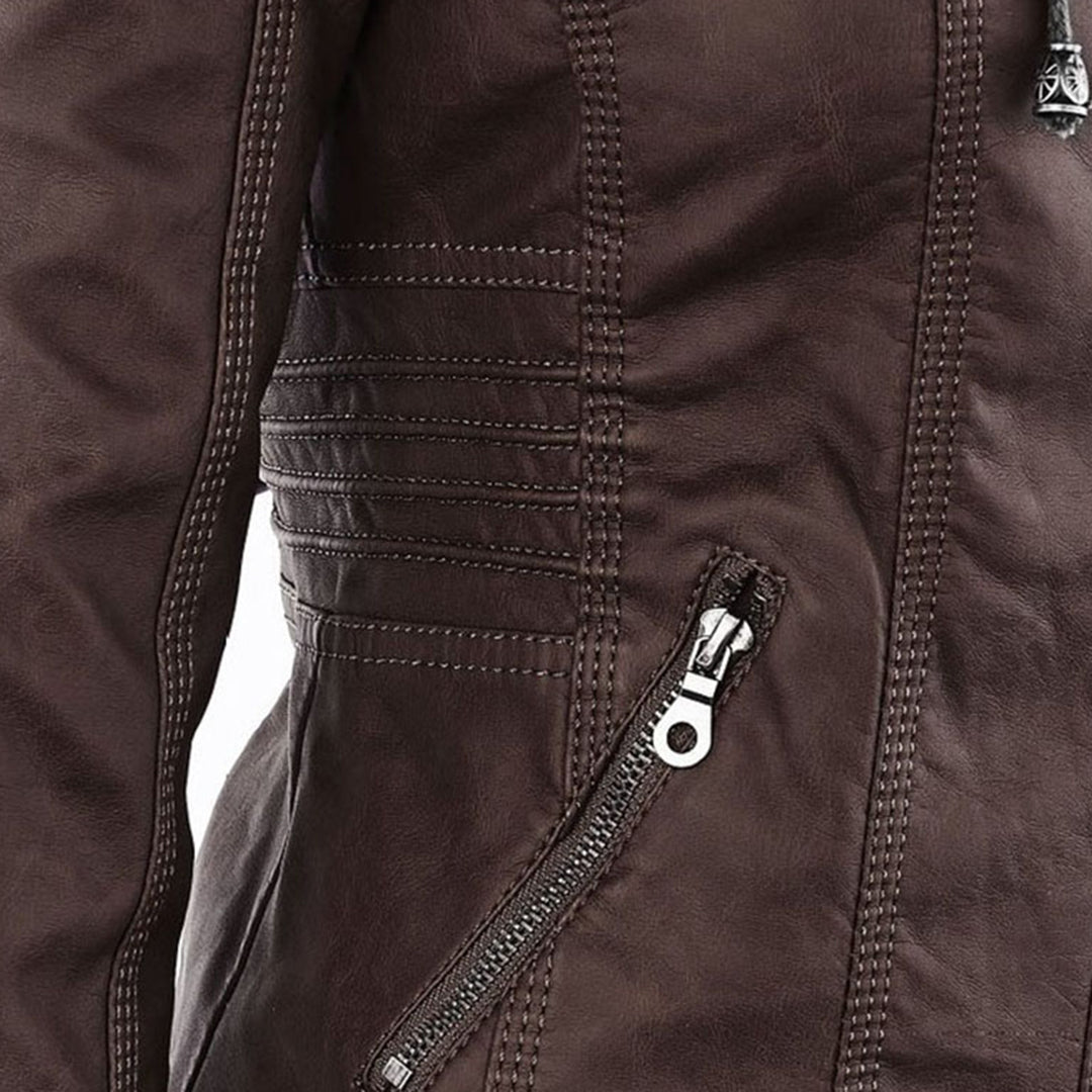 Tia | Modern leather jacket with hood