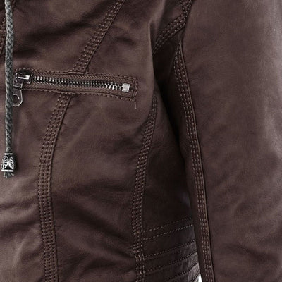 Tia | Modern leather jacket with hood